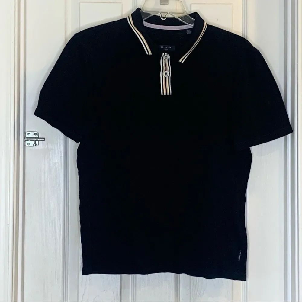 TED BAKER TWITWOO POLO SHIRT IN BLACK SIZE LARGE